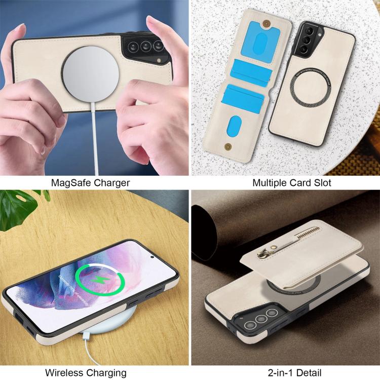 Zipper Wallet Split MagSafe Leather Back Phone Case, For Samsung Galaxy S21 5G, For Samsung Galaxy S21+ 5G, For Samsung Galaxy S21 Ultra 5G