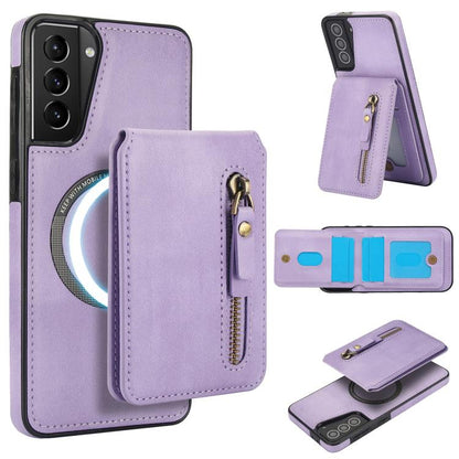 Zipper Wallet Split MagSafe Leather Back Phone Case, For Samsung Galaxy S21 5G, For Samsung Galaxy S21+ 5G, For Samsung Galaxy S21 Ultra 5G