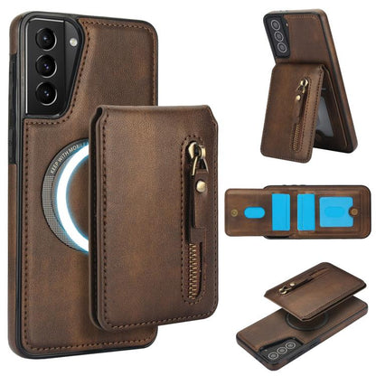 Zipper Wallet Split MagSafe Leather Back Phone Case, For Samsung Galaxy S21 5G, For Samsung Galaxy S21+ 5G, For Samsung Galaxy S21 Ultra 5G