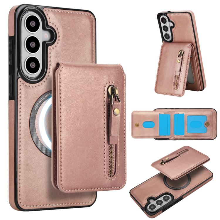 Zipper Wallet Split MagSafe Leather Back Phone Case, For Samsung Galaxy S26+ 5G, For Samsung Galaxy S26 Ultra 5G, For Samsung Galaxy S26 5G