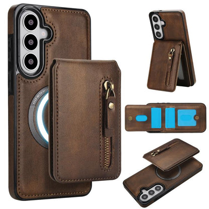 Zipper Wallet Split MagSafe Leather Back Phone Case, For Samsung Galaxy S26+ 5G, For Samsung Galaxy S26 Ultra 5G, For Samsung Galaxy S26 5G
