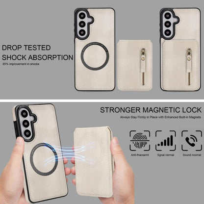 Zipper Wallet Split MagSafe Leather Back Phone Case, For Samsung Galaxy S26+ 5G, For Samsung Galaxy S26 Ultra 5G, For Samsung Galaxy S26 5G