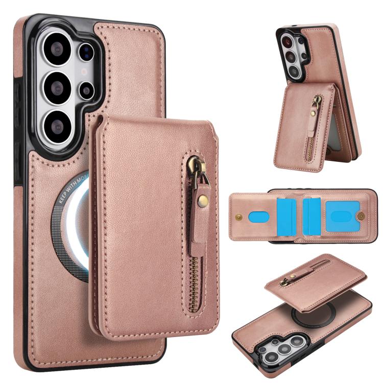 Zipper Wallet Split MagSafe Leather Back Phone Case, For Samsung Galaxy S26+ 5G, For Samsung Galaxy S26 Ultra 5G, For Samsung Galaxy S26 5G