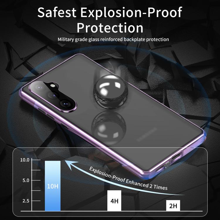 HD Full Cover Magnetic Metal Tempered Glass Phone Case, For Samsung Galaxy S24 FE 5G