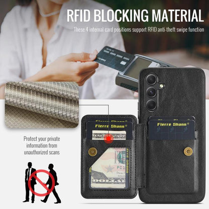 Fierre Shann FS-024 Oil Wax Cow Leather Card Holder Back Phone Case, For Samsung Galaxy S25 5G, For Samsung Galaxy S25+ 5G, For Samsung Galaxy S25 Ultra 5G