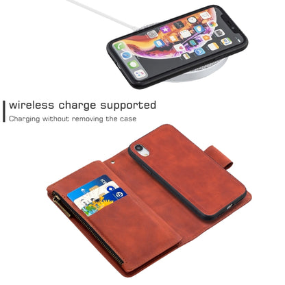 Skin Feel Detachable Magnetic Zipper Horizontal Flip PU Leather Case with Multi-Card Slots & Holder & Wallet & Photo Frame & Lanyard, For iPhone XR, For iPhone 8 Plus, For iPhone 11, For Xiaomi Redmi 9
