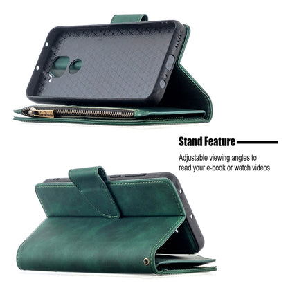 Skin Feel Detachable Magnetic Zipper Horizontal Flip PU Leather Case with Multi-Card Slots & Holder & Wallet & Photo Frame & Lanyard, For Xiaomi Redmi Note 9