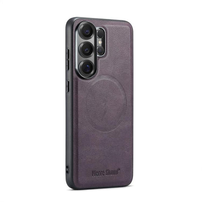 Fierre Shann FS-027 Cowhide Texture MagSafe Magnetic Phone Case, For Samsung Galaxy S26+ 5G, For Samsung Galaxy S26 Ultra 5G, For Samsung Galaxy S26 5G, For Samsung Galaxy S25 5G