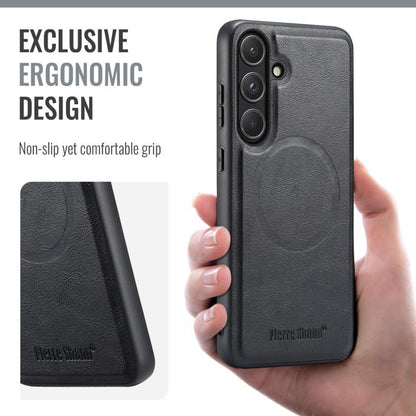 Fierre Shann FS-027 Cowhide Texture MagSafe Magnetic Phone Case, For Samsung Galaxy S26+ 5G, For Samsung Galaxy S26 Ultra 5G, For Samsung Galaxy S26 5G, For Samsung Galaxy S25 5G