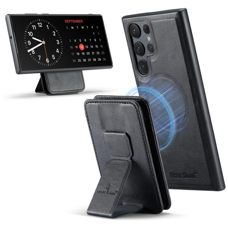 Fierre Shann FS028 MagSafe RFID Card Holder Back Phone Case, For Samsung Galaxy S25 5G, For Samsung Galaxy S25+ 5G, For Samsung Galaxy S25 Ultra 5G, For Samsung Galaxy S24 FE 5G