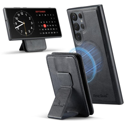 Fierre Shann FS028 MagSafe RFID Card Holder Back Phone Case, For Samsung Galaxy S25 5G, For Samsung Galaxy S25+ 5G, For Samsung Galaxy S25 Ultra 5G, For Samsung Galaxy S24 FE 5G