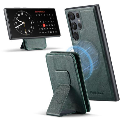 Fierre Shann FS028 MagSafe RFID Card Holder Back Phone Case, For Samsung Galaxy S25 5G, For Samsung Galaxy S25+ 5G, For Samsung Galaxy S25 Ultra 5G, For Samsung Galaxy S24 FE 5G