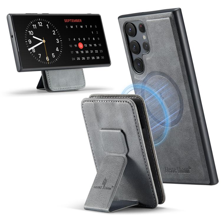 Fierre Shann FS028 MagSafe RFID Card Holder Back Phone Case, For Samsung Galaxy S25 5G, For Samsung Galaxy S25+ 5G, For Samsung Galaxy S25 Ultra 5G, For Samsung Galaxy S24 FE 5G