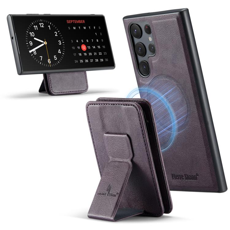 Fierre Shann FS028 MagSafe RFID Card Holder Back Phone Case, For Samsung Galaxy S25 5G, For Samsung Galaxy S25+ 5G, For Samsung Galaxy S25 Ultra 5G, For Samsung Galaxy S24 FE 5G