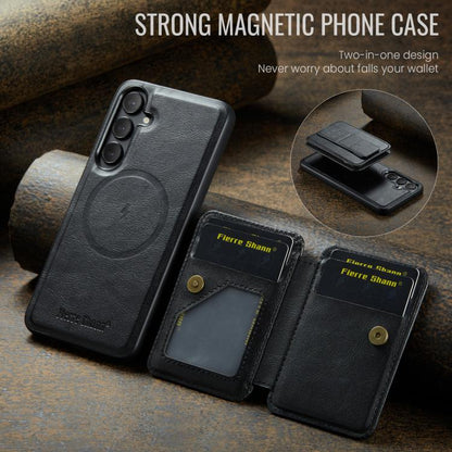 Fierre Shann FS028 MagSafe RFID Card Holder Back Phone Case, For Samsung Galaxy S25 5G, For Samsung Galaxy S25+ 5G, For Samsung Galaxy S25 Ultra 5G, For Samsung Galaxy S24 FE 5G