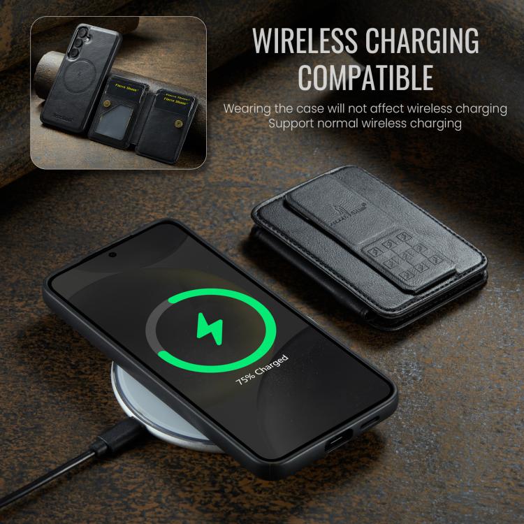 Fierre Shann FS028 MagSafe RFID Card Holder Back Phone Case, For Samsung Galaxy S25 5G, For Samsung Galaxy S25+ 5G, For Samsung Galaxy S25 Ultra 5G, For Samsung Galaxy S24 FE 5G