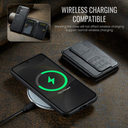 Fierre Shann FS028 MagSafe RFID Card Holder Back Phone Case, For Samsung Galaxy S25 5G, For Samsung Galaxy S25+ 5G, For Samsung Galaxy S25 Ultra 5G, For Samsung Galaxy S24 FE 5G