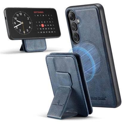 Fierre Shann FS028 MagSafe RFID Card Holder Back Phone Case, For Samsung Galaxy S25 5G, For Samsung Galaxy S25+ 5G, For Samsung Galaxy S25 Ultra 5G, For Samsung Galaxy S24 FE 5G