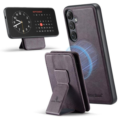 Fierre Shann FS028 MagSafe RFID Card Holder Back Phone Case, For Samsung Galaxy S25 5G, For Samsung Galaxy S25+ 5G, For Samsung Galaxy S25 Ultra 5G, For Samsung Galaxy S24 FE 5G