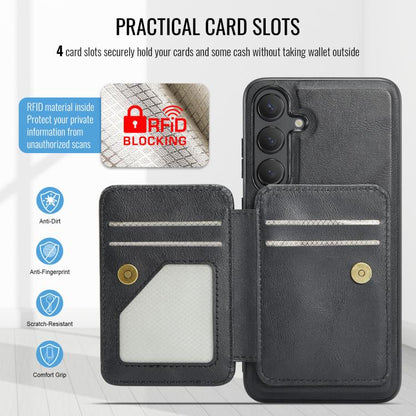 Fierre Shann FS028 MagSafe RFID Card Holder Back Phone Case, For Samsung Galaxy S25+ 5G, For Samsung Galaxy S25 Ultra 5G, For Samsung Galaxy S24 FE 5G