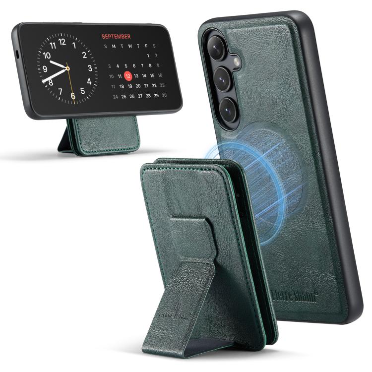 Fierre Shann FS028 MagSafe RFID Card Holder Back Phone Case, For Samsung Galaxy S25 5G, For Samsung Galaxy S25+ 5G, For Samsung Galaxy S25 Ultra 5G, For Samsung Galaxy S24 FE 5G