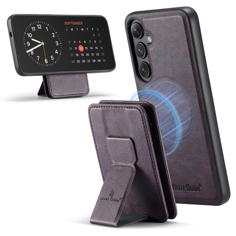 Fierre Shann FS028 MagSafe RFID Card Holder Back Phone Case, For Samsung Galaxy S25 5G, For Samsung Galaxy S25+ 5G, For Samsung Galaxy S25 Ultra 5G, For Samsung Galaxy S24 FE 5G