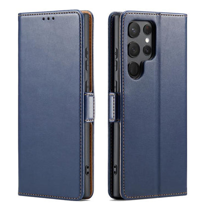 Fierre Shann PU Genuine Leather Texture Phone Case, For Samsung Galaxy S25 Ultra 5G