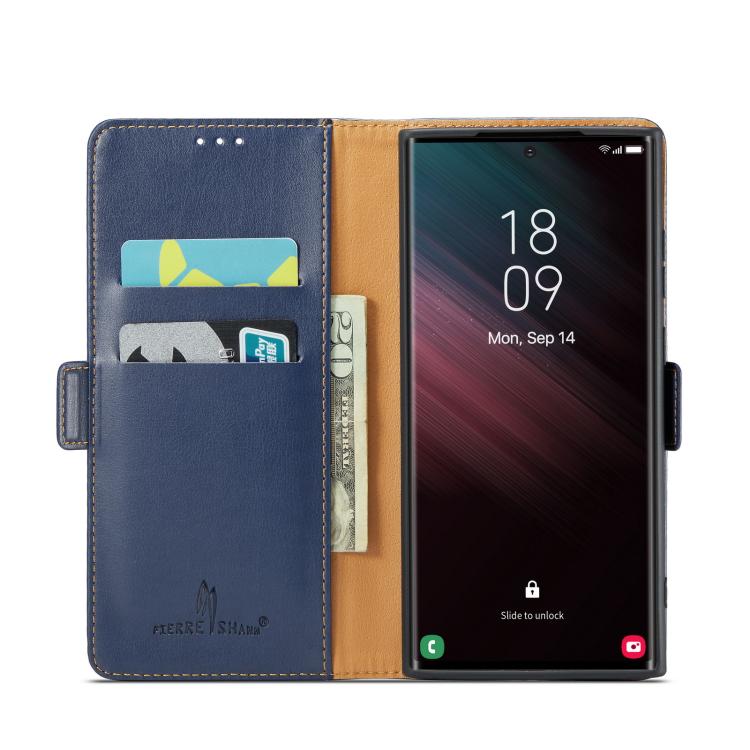 Fierre Shann PU Genuine Leather Texture Phone Case, For Samsung Galaxy S25 Ultra 5G