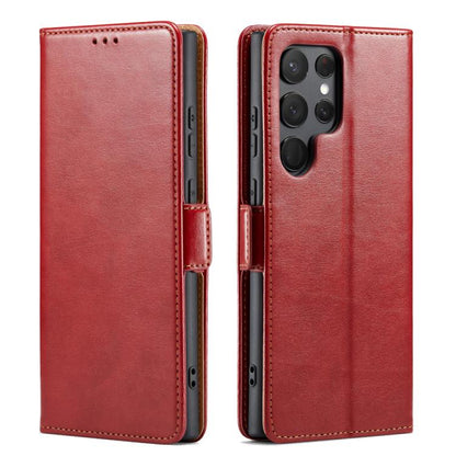 Fierre Shann PU Genuine Leather Texture Phone Case, For Samsung Galaxy S25 Ultra 5G