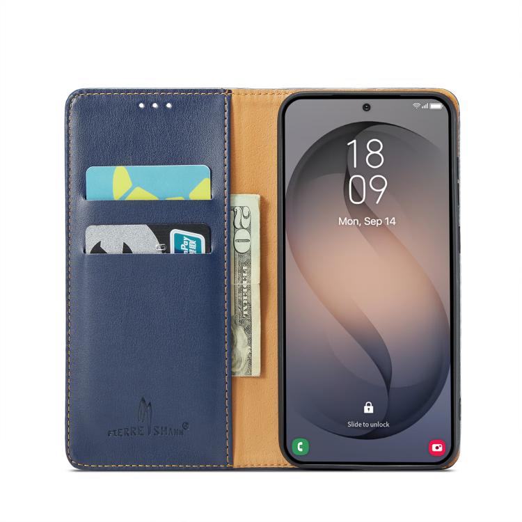 Fierre Shann PU Genuine Leather Texture Phone Case, For Samsung Galaxy S26+ 5G, For Samsung Galaxy S26 Ultra 5G, For Samsung Galaxy S26 5G, For Samsung Galaxy S25 Edge 5G, For Samsung Galaxy S25 5G, For Samsung Galaxy S25+ 5G