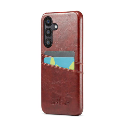Fierre Shann Retro Oil Wax Texture Card Slots PU Leather Phone Case, For Samsung Galaxy S25 5G, For Samsung Galaxy S25+ 5G, For Samsung Galaxy S25 Ultra 5G