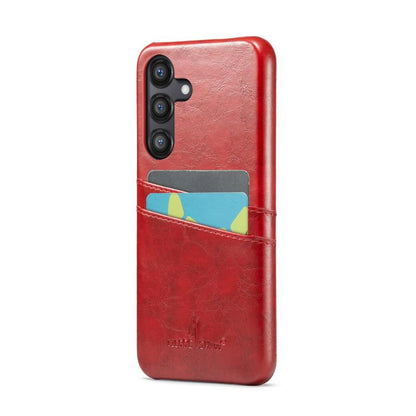 Fierre Shann Retro Oil Wax Texture Card Slots PU Leather Phone Case, For Samsung Galaxy S25 5G, For Samsung Galaxy S25+ 5G, For Samsung Galaxy S25 Ultra 5G