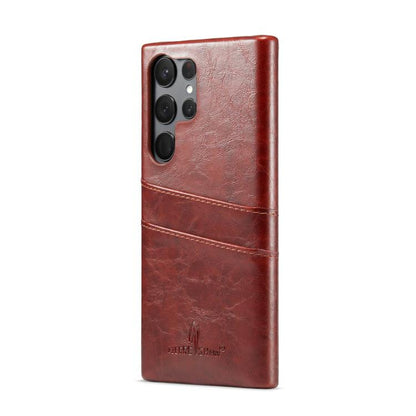Fierre Shann Retro Oil Wax Texture Card Slots PU Leather Phone Case, For Samsung Galaxy S25 5G, For Samsung Galaxy S25+ 5G, For Samsung Galaxy S25 Ultra 5G