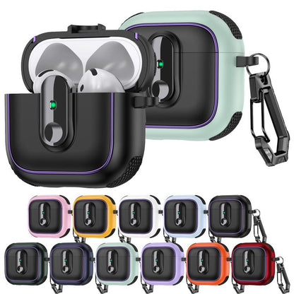 Armor Magnetic Wireless Earphones Case with Security Lock, For AirPods 4, For AirPods Pro 2