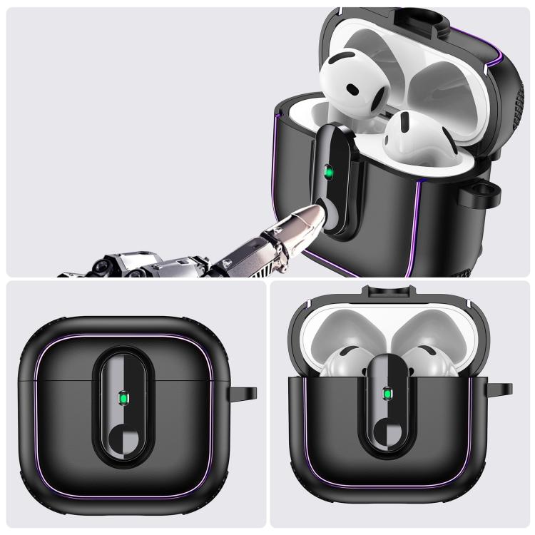 Armor Magnetic Wireless Earphones Case with Security Lock, For AirPods 4, For AirPods Pro 2