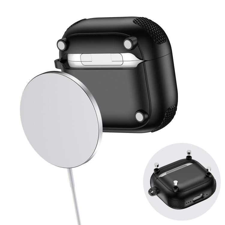 Armor Magnetic Wireless Earphones Case with Security Lock, For AirPods 4, For AirPods Pro 2