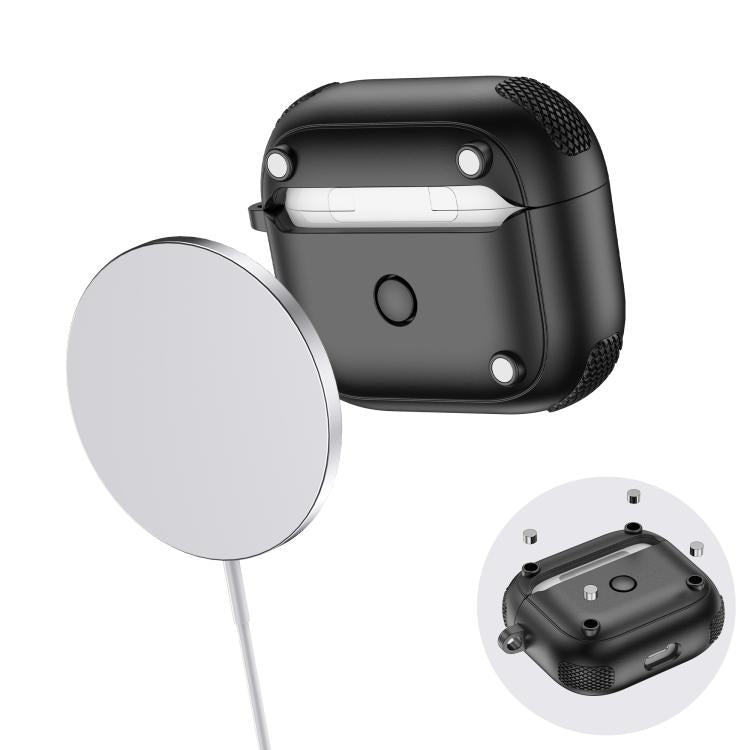 Armor Magnetic Wireless Earphones Case with Security Lock, For AirPods 3, For AirPods Pro