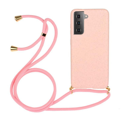 Wheat Straw Material Hybrid TPU Phone Case with Lanyard, For Samsung Galaxy S25 5G, For Samsung Galaxy S25+ 5G, For Samsung Galaxy S25 Ultra 5G