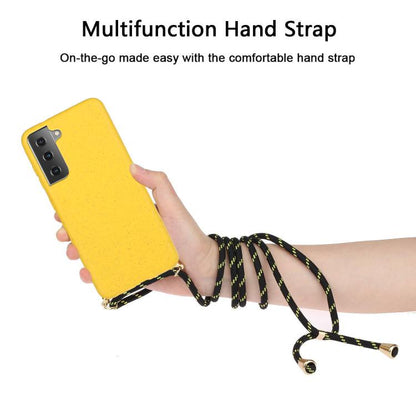 Wheat Straw Material Hybrid TPU Phone Case with Lanyard, For Samsung Galaxy S25 5G, For Samsung Galaxy S25+ 5G, For Samsung Galaxy S25 Ultra 5G