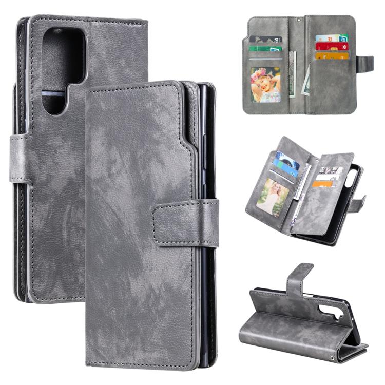 Tri-Fold 9-Card Wallets Leather Phone Case, For Samsung Galaxy S25 5G, For Samsung Galaxy S25+ 5G, For Samsung Galaxy S25 Ultra 5G, For Samsung Galaxy S24 FE 5G