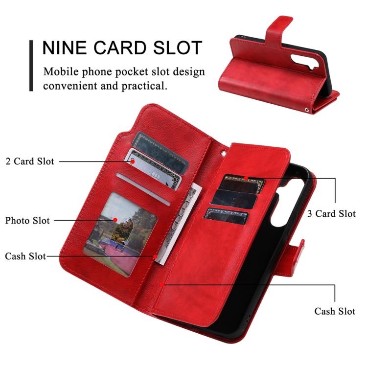 Tri-Fold 9-Card Wallets Leather Phone Case, For Samsung Galaxy S25 5G, For Samsung Galaxy S25+ 5G, For Samsung Galaxy S25 Ultra 5G, For Samsung Galaxy S24 FE 5G