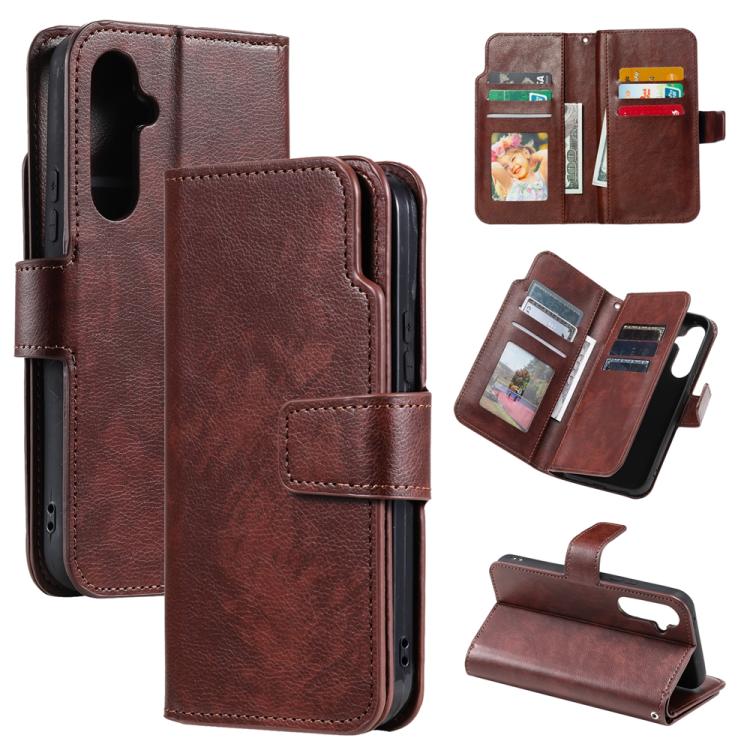 Tri-Fold 9-Card Wallets Leather Phone Case, For Samsung Galaxy S25 5G, For Samsung Galaxy S25+ 5G, For Samsung Galaxy S25 Ultra 5G, For Samsung Galaxy S24 FE 5G