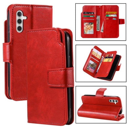 Tri-Fold 9-Card Wallets Leather Phone Case, For Samsung Galaxy S25 5G, For Samsung Galaxy S25+ 5G, For Samsung Galaxy S25 Ultra 5G, For Samsung Galaxy S24 FE 5G