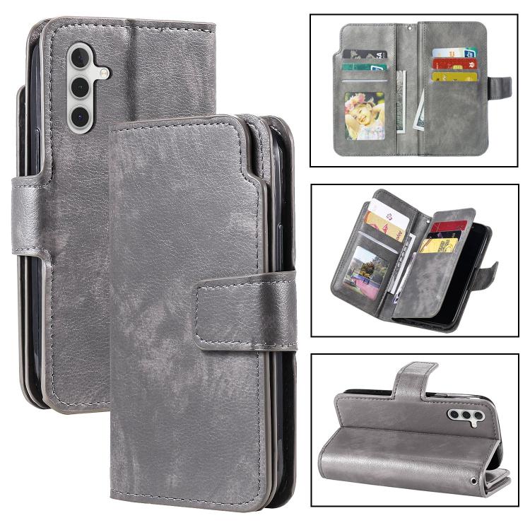 Tri-Fold 9-Card Wallets Leather Phone Case, For Samsung Galaxy S25 5G, For Samsung Galaxy S25+ 5G, For Samsung Galaxy S25 Ultra 5G, For Samsung Galaxy S24 FE 5G