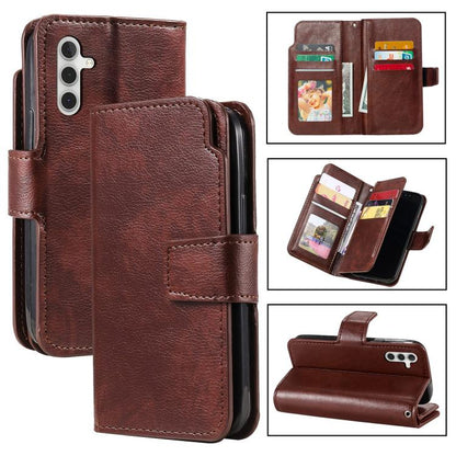 Tri-Fold 9-Card Wallets Leather Phone Case, For Samsung Galaxy S25 5G, For Samsung Galaxy S25+ 5G, For Samsung Galaxy S25 Ultra 5G, For Samsung Galaxy S24 FE 5G
