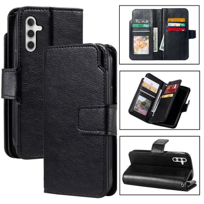 Tri-Fold 9-Card Wallets Leather Phone Case, For Samsung Galaxy S25 5G, For Samsung Galaxy S25+ 5G, For Samsung Galaxy S25 Ultra 5G, For Samsung Galaxy S24 FE 5G