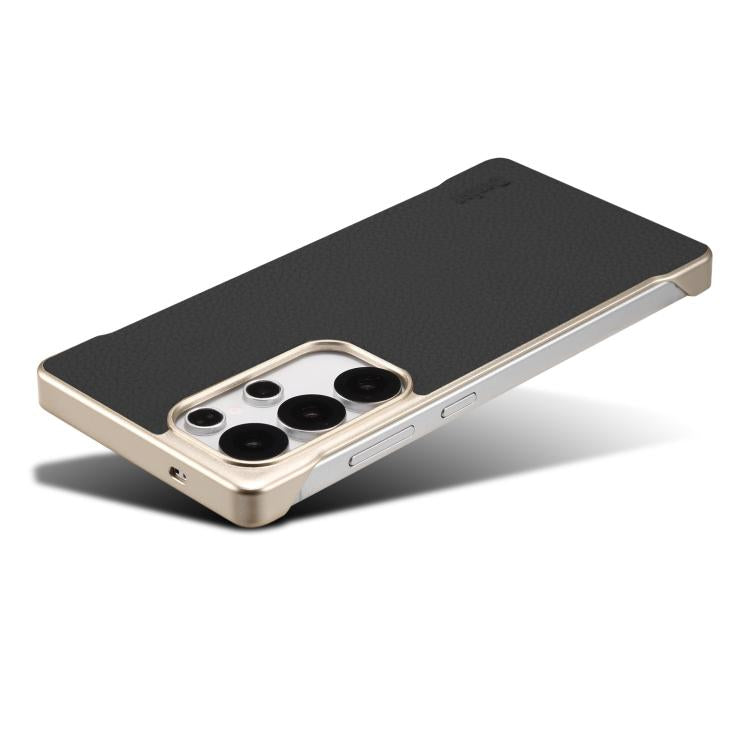 Denior A20 Genuine Leather Litchi Texture MagSafe Frameless Phone Case, For Samsung Galaxy S25 5G, For Samsung Galaxy S25+ 5G, For Samsung Galaxy S25 Ultra 5G