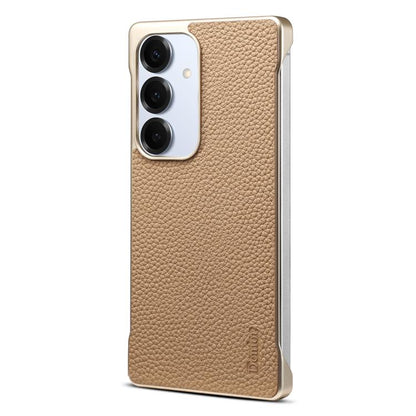Denior A20 Genuine Leather Litchi Texture MagSafe Frameless Phone Case, For Samsung Galaxy S25 5G, For Samsung Galaxy S25+ 5G, For Samsung Galaxy S25 Ultra 5G