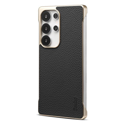 Denior A20 Genuine Leather Litchi Texture MagSafe Frameless Phone Case, For Samsung Galaxy S25 5G, For Samsung Galaxy S25+ 5G, For Samsung Galaxy S25 Ultra 5G