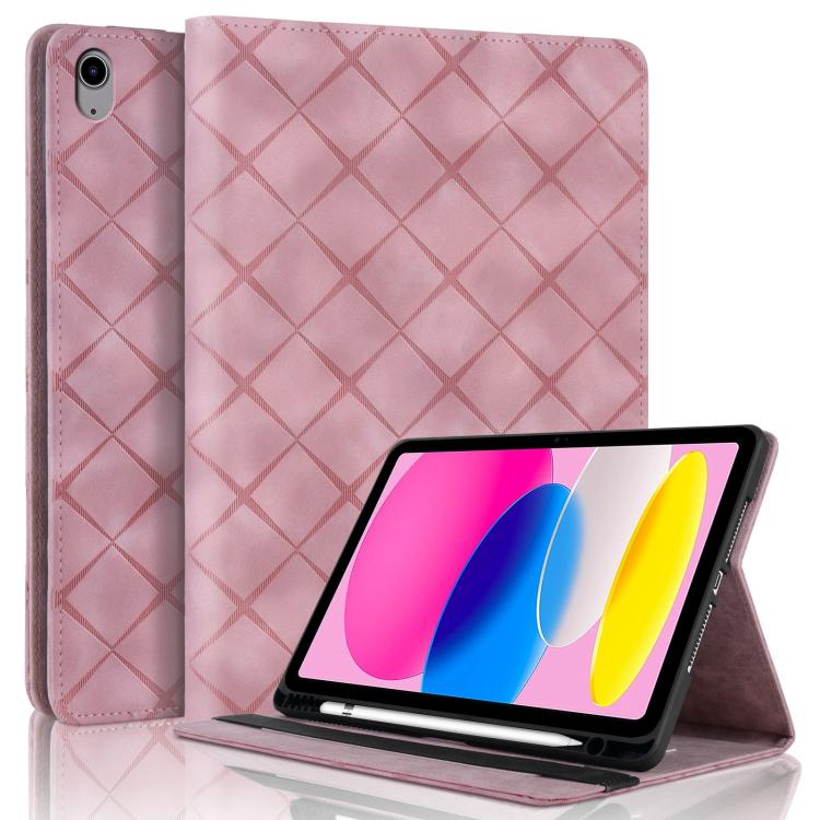 Rhombus Embossed Leather Smart Tablet Case
